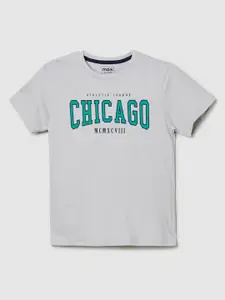 max Boys Typography Printed Round Neck Cotton T-shirt