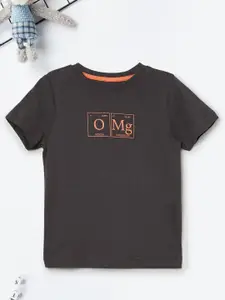 max Boys Typography Printed Round Neck Cotton T-shirt
