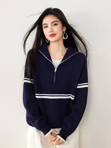 JC Collection Women Striped Pullover
