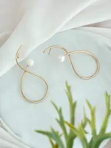 ATIBELLE Gold-Plated Contemporary Artificial Beaded Drop Earrings