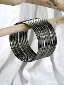 ATIBELLE Set Of 12 Silver-Plated Textured Bangles