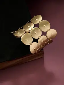 ATIBELLE Gold Plated Round Shaped-Textured Contemporary Bangle