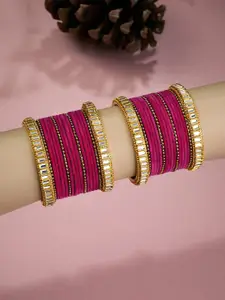 ATIBELLE Set Of 40 Gold Plated Kundan Stone Studded Bangles