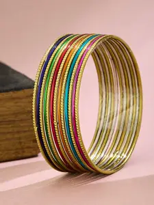 ATIBELLE Set Of 12 Gold-Plated Textured Classic Bangles