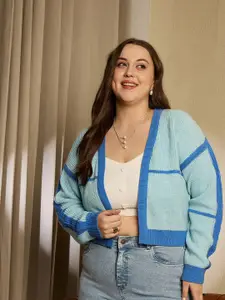 Berrylush Curve Women Plus Size Striped Front-Open