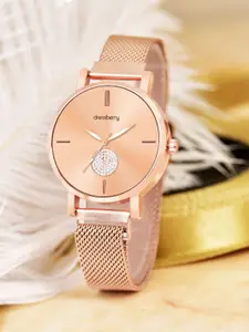 DressBerry Women Embellished Dial & Bracelet Style Straps Analogue Watch HOBDB-258-RG
