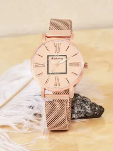 DressBerry Women Dial & Bracelet Style Straps Analogue Watch HOBDB-265-RG
