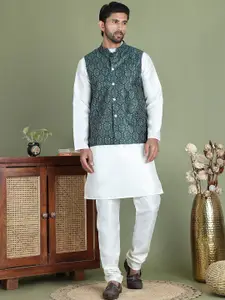 Jompers Mandarin Collar Straight Kurta With Churidar