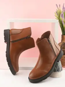 The Roadster Lifestyle Co Women Round Toe Block Heel Boots