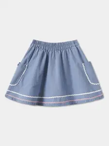 R&B Girls Printed Pure Cotton A-Line Mini Skirt