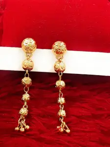 Anujeet Fashion Hub Gold-Plated Artificial Beaded Spherical Shaped Drop Earrings