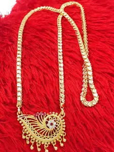 Anujeet Fashion Hub Gold-Plated American Diamond Necklace