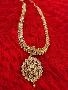 Anujeet Fashion Hub Gold-Plated American Diamond Necklace