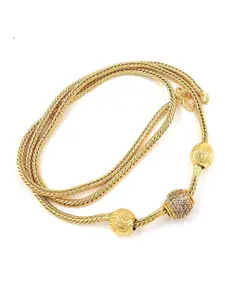 Anujeet Fashion Hub Gold-Plated AD Studded Three Ball Mop Necklace