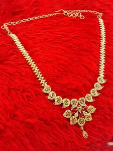 Anujeet Fashion Hub Gold-Plated American Diamond Necklace