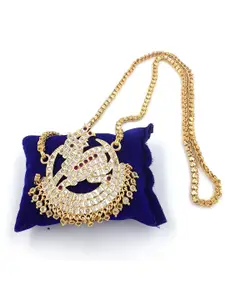 Anujeet Fashion Hub Gold-Plated American Diamond Studded Necklace