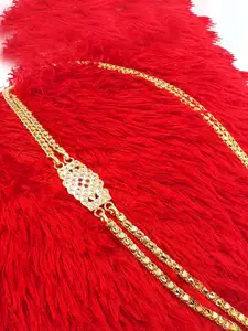 Anujeet Fashion Hub Gold-Plated AD Studded Layered Necklace