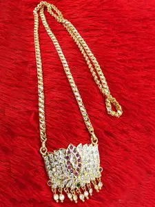 Anujeet Fashion Hub Gold-Plated American Diamond Necklace