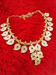 Anujeet Fashion Hub Gold-Plated AD Studded Mango Dollar Necklace