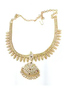 Anujeet Fashion Hub Gold-Plated American Diamond Necklace