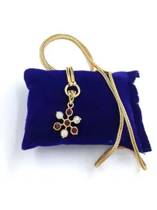 Anujeet Fashion Hub Gold-Plated AD Studded Fancy Dollar Necklace