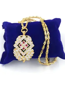 Anujeet Fashion Hub Gold Plated Covering American Diamond Stone Studded Necklace