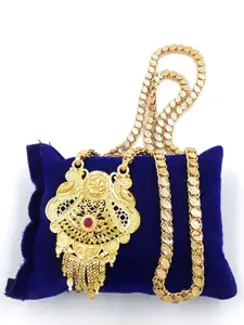 Anujeet Fashion Hub Gold-Plated American Diamond Necklace