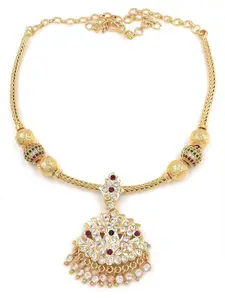 Anujeet Fashion Hub Gold-Plated American Diamond Necklace