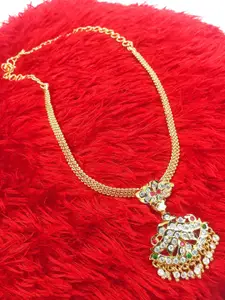 Anujeet Fashion Hub Gold-Plated Artificial Stone Studded Necklace