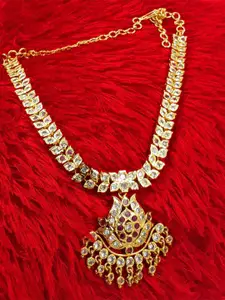 Anujeet Fashion Hub Gold-Plated American Diamond Necklace