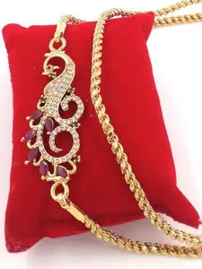 Anujeet Fashion Hub Gold-Plated American Diamond Necklace
