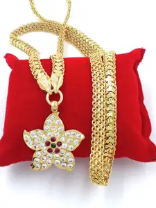 Anujeet Fashion Hub Gold-Plated American Diamond Necklace