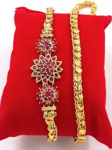 Anujeet Fashion Hub Gold-Plated American Diamond Necklace
