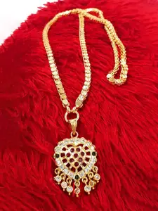Anujeet Fashion Hub Gold-Plated American Diamond Necklace