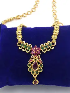 Anujeet Fashion Hub Gold-Plated American Diamond Necklace