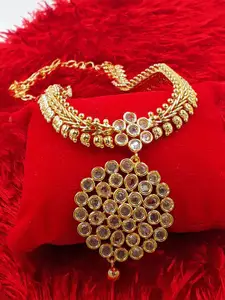 Anujeet Fashion Hub Gold-Plated American Diamond Necklace