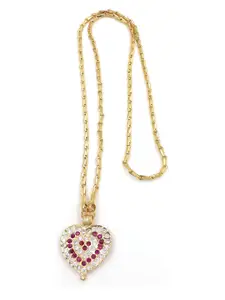 Anujeet Fashion Hub Gold-Plated American Diamond Necklace