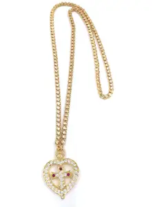 Anujeet Fashion Hub Gold-Plated Crystals Studded Necklace
