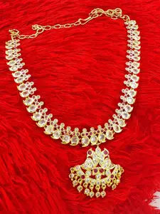 Anujeet Fashion Hub Gold-Plated American Diamond Necklace