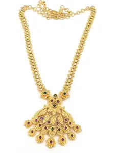Anujeet Fashion Hub Gold-Plated American Diamond Necklace