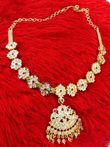 Anujeet Fashion Hub Gold-Plated American Diamond Necklace