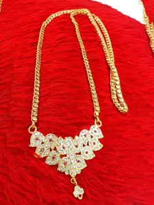 Anujeet Fashion Hub Gold-Plated American Diamond Studded Necklace