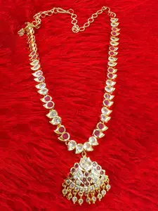 Anujeet Fashion Hub Gold-Plated American Diamond Necklace
