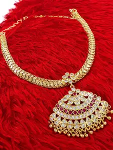 Anujeet Fashion Hub Gold-Plated AD Studded Necklace