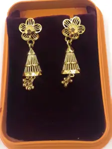 Anujeet Fashion Hub Gold-Plated Floral Jhumkas