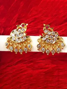 Anujeet Fashion Hub Gold Plated AD Studded Swan Shaped Studs