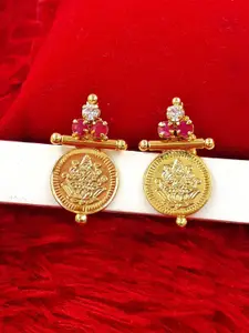 Anujeet Fashion Hub Gold-Plated American Diamond Studded Studs Earrings