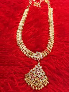 Anujeet Fashion Hub Gold-Plated American Diamond Necklace