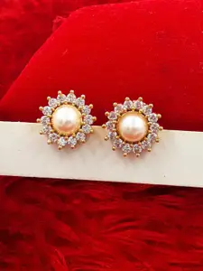 Anujeet Fashion Hub Gold Plated Floral Shaped Studs
