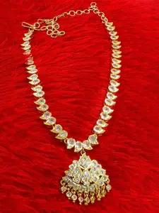 Anujeet Fashion Hub Gold-Plated American Diamond Necklace